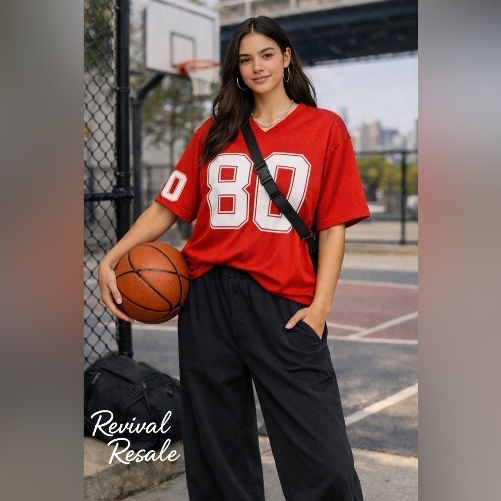 PacSun Mesh Jersey Top Red White #80 | Size XS | Football Style